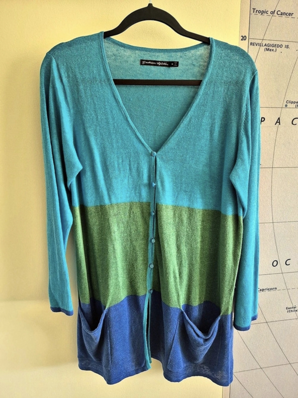 Gudrun Sjöden Color Block Linen Blend Cardigan